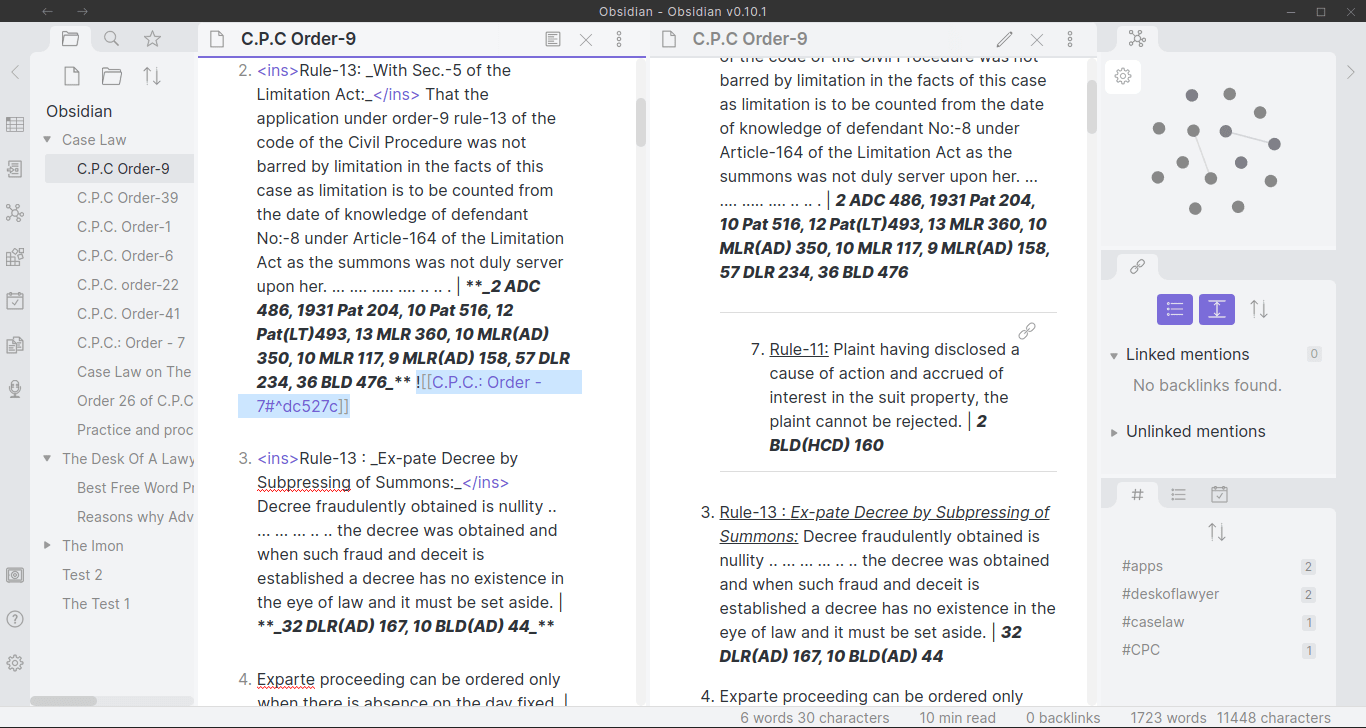 obsidian note taking